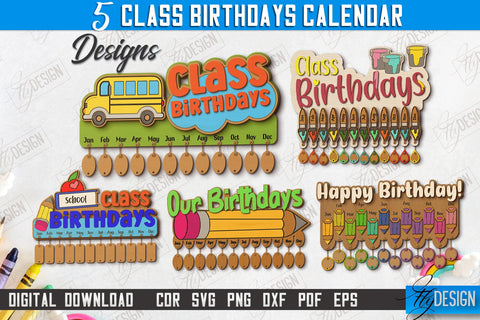 Classroom Birthday Bundle | Birthday Board | School Design | Kid’s Birthdays | Classmates | CNC Files SVG Fly Design 