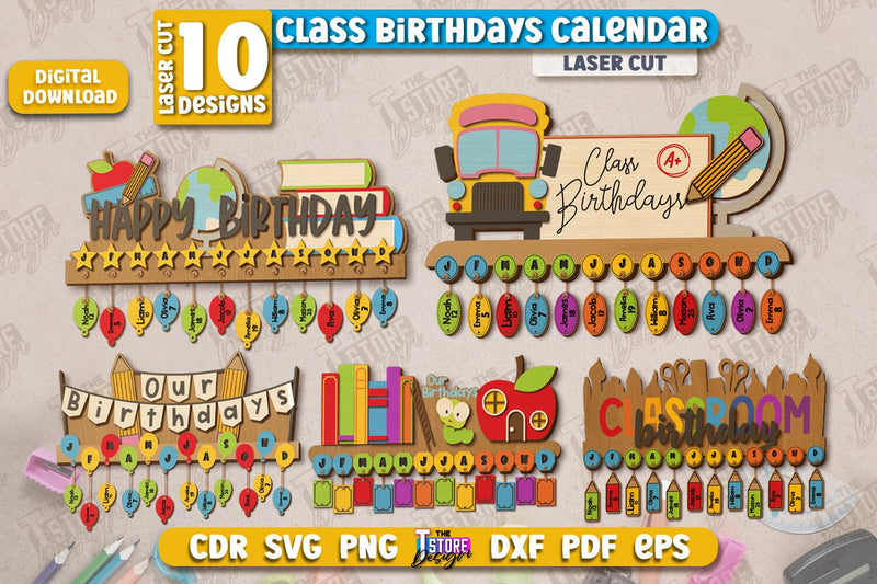 Classroom Birthday Bundle | Birthday Boards | School Design | Kid’s Birthdays | Classmates | CNC Files SVG The T Store Design 