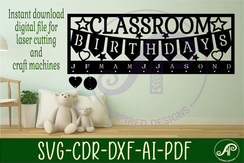 Classroom Birthday monthly planner Calendar SVG laser cut SVG APInspireddesigns 