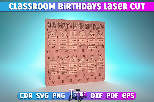 Classroom Birthdays Laser Cut | School Design | Classroom Life | CNC Files SVG The T Store Design 