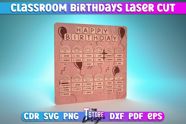 Classroom Birthdays Laser Cut | School Design | Classroom Life | CNC Files SVG The T Store Design 