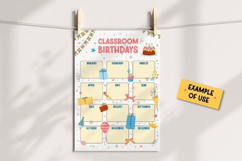 Classroom Birthdays Poster Printable | Birthday Chart Kids | Classroom Decor | Elementary School Wall Art | Teacher PDF JPG Digital Download Sublimation AnnaViolet_store 