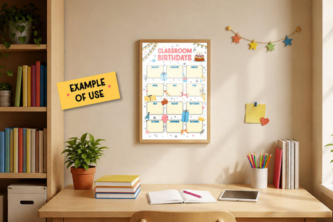 Classroom Birthdays Poster Printable | Birthday Chart Kids | Classroom Decor | Elementary School Wall Art | Teacher PDF JPG Digital Download Sublimation AnnaViolet_store 