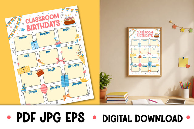 Classroom Birthdays Poster Printable | Birthday Chart Kids | Classroom Decor | Elementary School Wall Art | Teacher PDF JPG Digital Download Sublimation AnnaViolet_store 