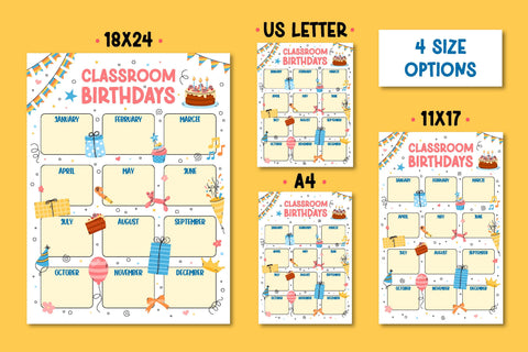 Classroom Birthdays Poster Printable | Birthday Chart Kids | Classroom Decor | Elementary School Wall Art | Teacher PDF JPG Digital Download Sublimation AnnaViolet_store 