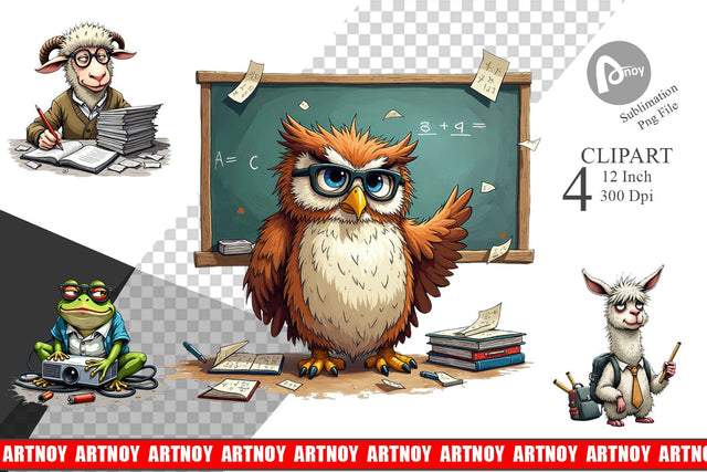 Classroom Chaos Critters Clipart Sublimation artnoy 