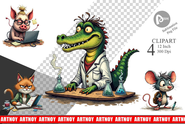 Classroom Chaos Critters Clipart Sublimation artnoy 