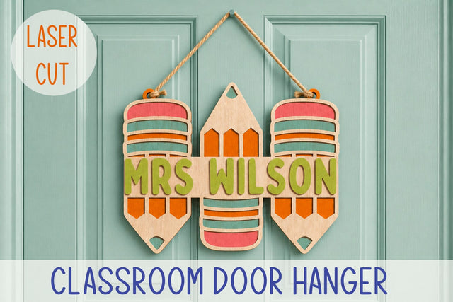 Classroom door hanger laser cut, Teacher door sign svg SVG AnastasiyaArtDesign 