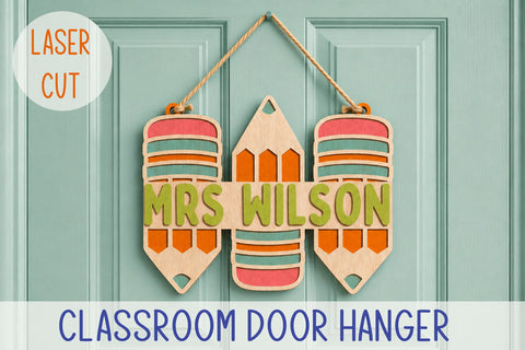 Classroom door hanger laser cut, Teacher door sign svg SVG AnastasiyaArtDesign 