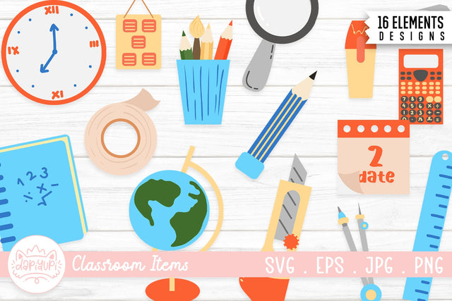 Classroom Items Clipart | School Clipart SVG dapiyupi store 