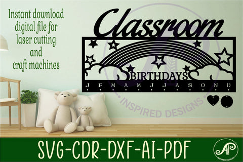 Classroom rainbow Birthday monthly planner Calendar SVG SVG APInspireddesigns 