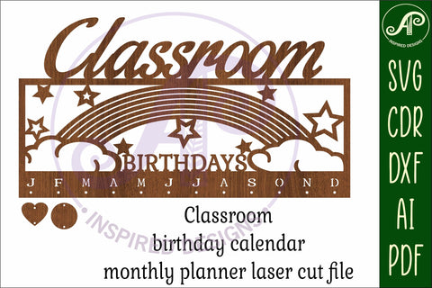 Classroom rainbow Birthday monthly planner Calendar SVG SVG APInspireddesigns 
