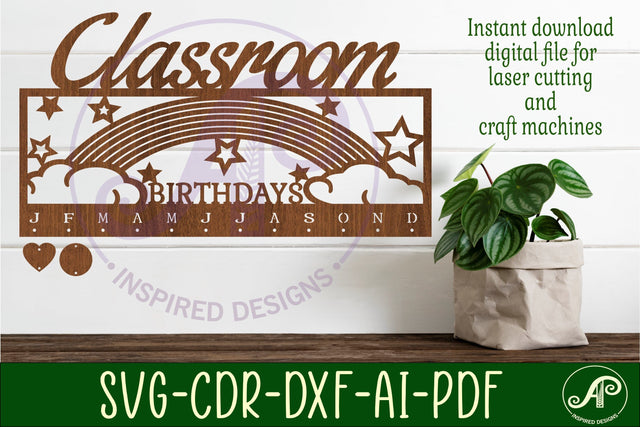 Classroom rainbow Birthday monthly planner Calendar SVG SVG APInspireddesigns 