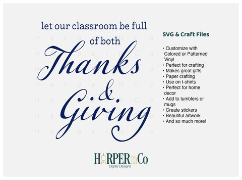 Classroom Thanks and Giving SVG PNG Cut EPS File SVG HarperNCo 