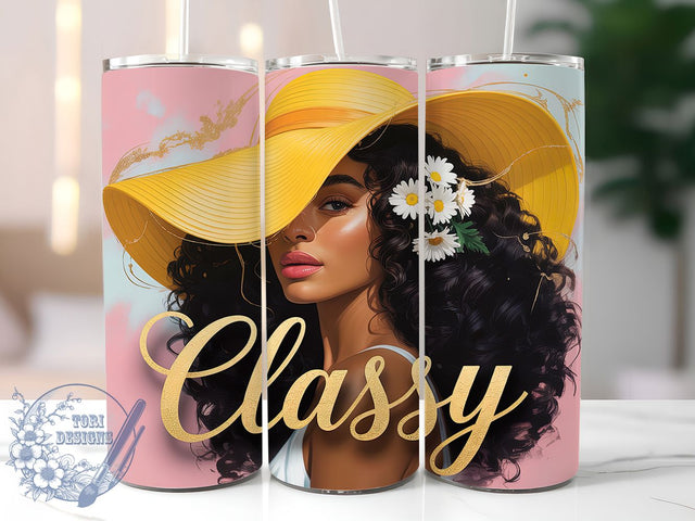 Classy Afro Queen Tumbler, Classy Afro Wrap, Elegant Party Cup, 20oz Sublimation Wrap, Stylish Afro Queen Tumbler, Beautiful Afro Design Cup, Afrocentric Classy Theme Wrap Sublimation ToriDesigns 