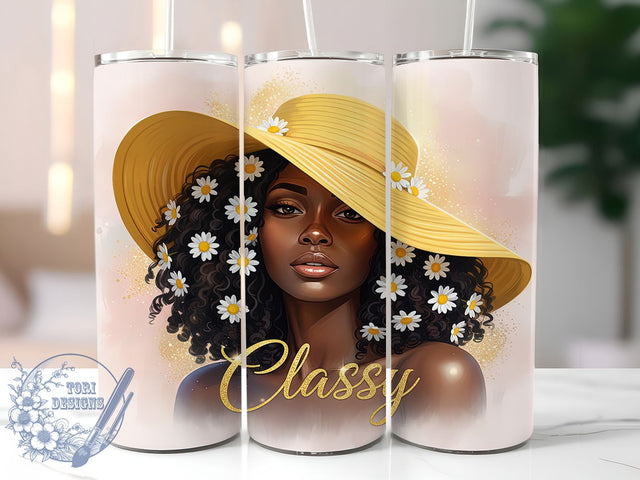 Classy Afro Queen Tumbler, Classy Afro Wrap, Elegant Party Cup, 20oz Sublimation Wrap, Stylish Afro Queen Tumbler, Beautiful Afro Design Cup, Afrocentric Classy Theme Wrap Sublimation ToriDesigns 