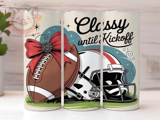 Classy Football Mom Game Day Tumbler Wrap, Football Mom Tumbler, Funny Football Mom, Game Day Tumbler Wrap, 20oz Skinny Tumbler, Sassy Sports Mom, Football Quote PNG Sublimation Lara' s Designs 