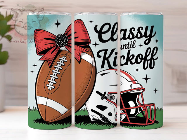 Classy Football Mom Game Day Tumbler Wrap, Football Mom Tumbler, Funny Football Mom, Game Day Tumbler Wrap, 20oz Skinny Tumbler, Sassy Sports Mom, Football Quote PNG Sublimation Lara' s Designs 