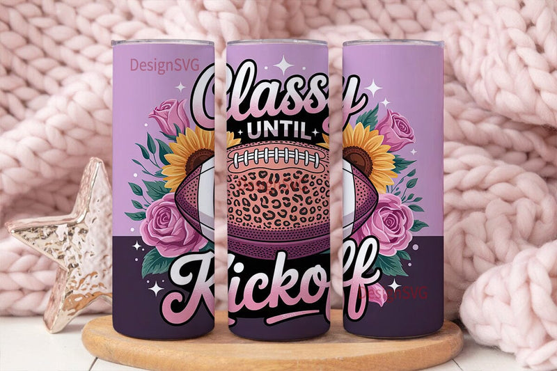 Classy Football Tumbler Wrap Sublimation DesignSVG 