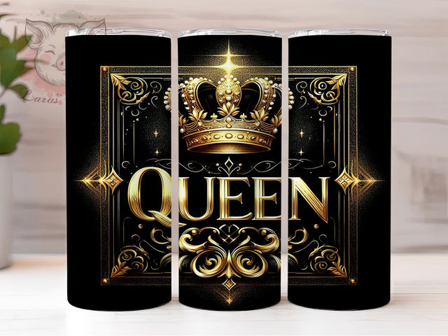 Classy Queen Gold Glitter Tumbler, Gold Glitter Tumbler, 20oz Tumbler Wrap, Royalty Tumbler, Queen Tumbler Design, Glitter Crown Tumbler, Elegant Queen Tumbler Sublimation Lara' s Designs 