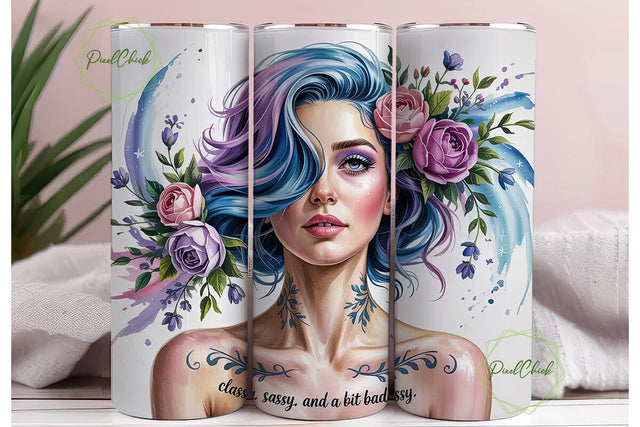 Classy Sassy Badassy 20oz Tumbler Wrap Sublimation PixelChick 