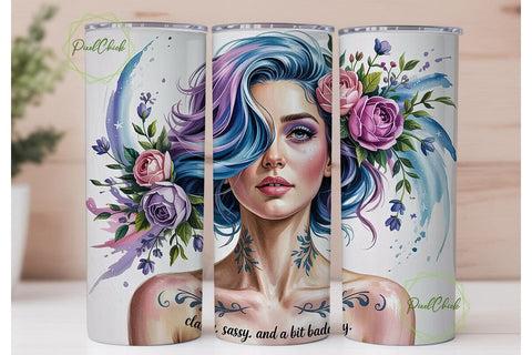 Classy Sassy Badassy 20oz Tumbler Wrap Sublimation PixelChick 