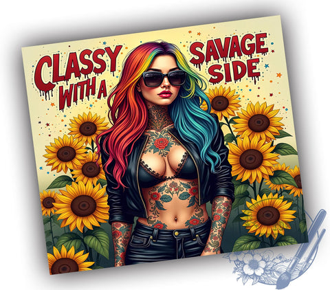 Classy Savage Tumbler, Floral Tumbler Design, Sarcastic Quotes, 20oz Sublimation, Digital Tumbler Wrap, Funny Gifts, Stylish Tumblers Sublimation ToriDesigns 