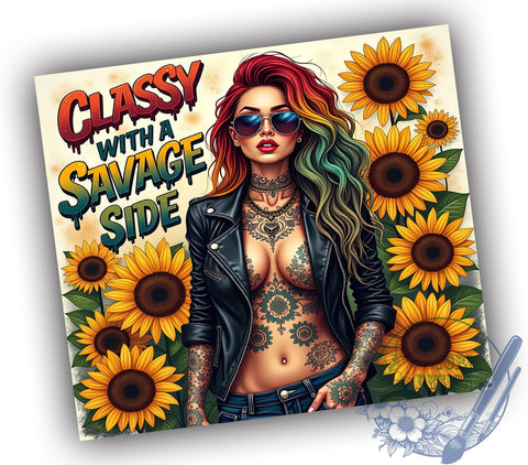 Classy Savage Tumbler, Floral Tumbler Design, Sarcastic Quotes, 20oz Sublimation, Digital Tumbler Wrap, Funny Gifts, Stylish Tumblers Sublimation ToriDesigns 