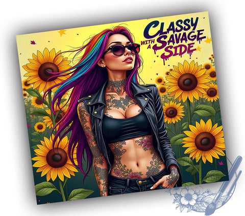 Classy Savage Tumbler, Floral Tumbler Design, Sarcastic Quotes, 20oz Sublimation, Digital Tumbler Wrap, Funny Gifts, Stylish Tumblers Sublimation ToriDesigns 