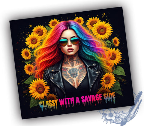Classy Savage Tumbler, Floral Tumbler Design, Sarcastic Quotes, 20oz Sublimation, Digital Tumbler Wrap, Funny Gifts, Stylish Tumblers Sublimation ToriDesigns 