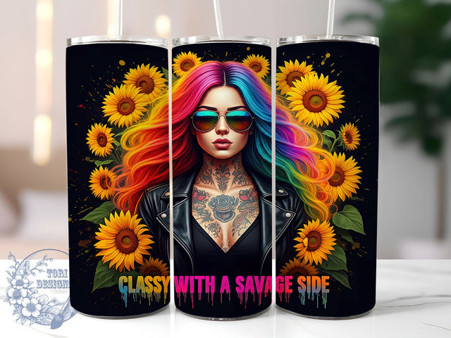 Classy Savage Tumbler, Floral Tumbler Design, Sarcastic Quotes, 20oz Sublimation, Digital Tumbler Wrap, Funny Gifts, Stylish Tumblers Sublimation ToriDesigns 