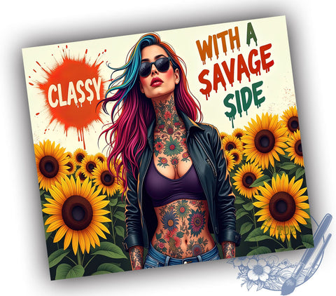 Classy Savage Tumbler, Floral Tumbler Design, Sarcastic Quotes, 20oz Sublimation, Digital Tumbler Wrap, Funny Gifts, Stylish Tumblers Sublimation ToriDesigns 