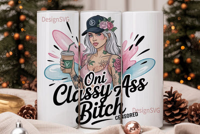 Classy Tattoo Girl 20oz Tumbler Wrap Sublimation DesignSVG 