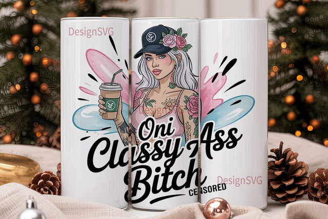 Classy Tattoo Girl 20oz Tumbler Wrap Sublimation DesignSVG 