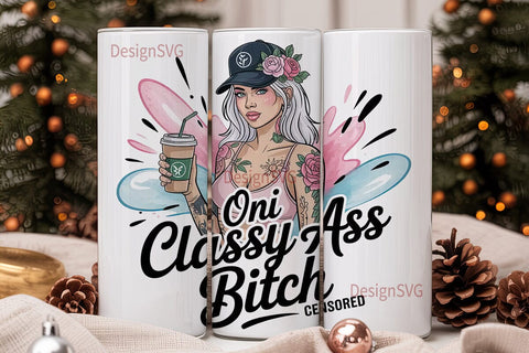 Classy Tattoo Girl 20oz Tumbler Wrap Sublimation DesignSVG 