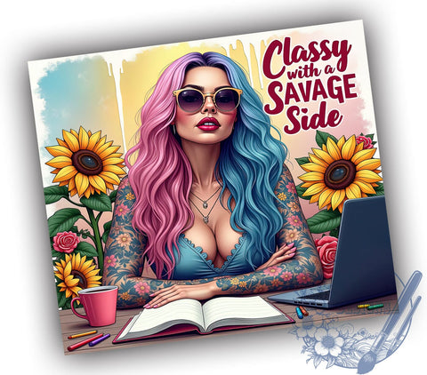 Classy Tumbler, Savage Floral, Sarcastic Design, 20oz Tumbler Wrap, Digital Download, Funny Gift, Sublimation PNG Sublimation ToriDesigns 