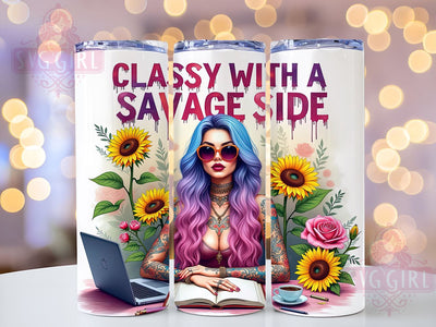 Classy Tumbler, Savage Floral, Sarcastic Design, 20oz Tumbler Wrap, Sublimation PNG, Digital Download, Gift for Her Sublimation SvggirlplusArt 