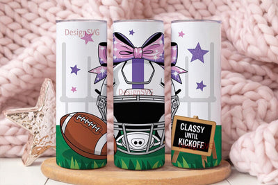 Classy Until Kickoff 20oz Tumbler Sublimation DesignSVG 