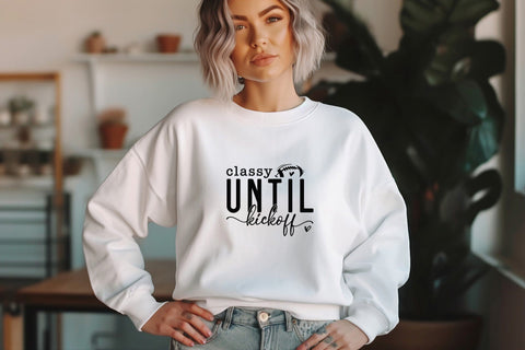 Classy Until Kickoff Svg Png Files, Football Svg, Football Game Day Svg, Game Day Vibes Svg, Game Day Shirt, Football Mom Svg SVG DesignDestine 