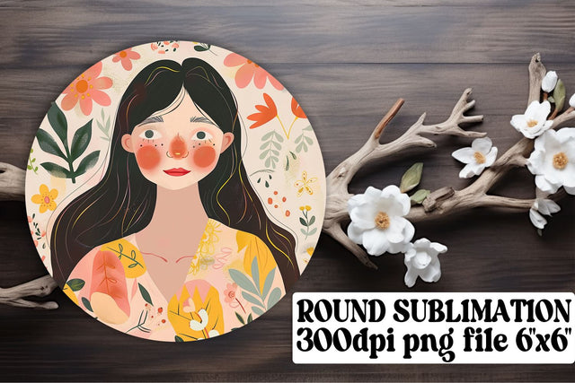 Classy Watercolor Lady Ornament - Sublimation Keychain Sublimation afrosvg 