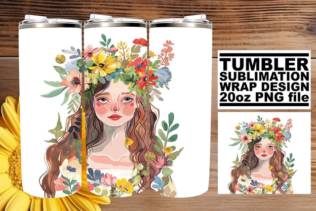 Classy Watercolor Lady Tumbler Wrap - Sublimation 20oz Sublimation afrosvg 