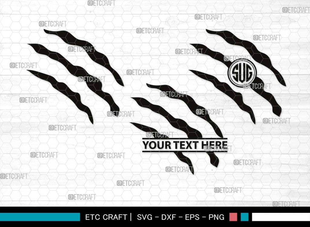 Claw Mark Monogram, Claw Mark Silhouette, Claw Mark SVG, Scratch Mark ...