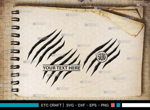 Claw Mark Monogram, Claw Mark Silhouette, Claw Mark SVG, Scratch Mark Svg, Scratches Svg, Dinosaur Claw Svg, Ripped Svg, Animal Claw Marks Svg, SB00547 SVG ETC Craft 