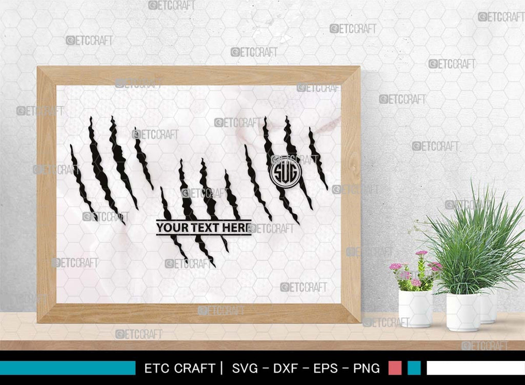 Claw Mark Monogram, Claw Mark Silhouette, Claw Mark SVG, Scratch Mark ...