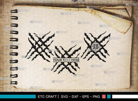 Claw Mark Monogram, Claw Mark Silhouette, Claw Mark SVG, Scratch Mark Svg, Scratches Svg, Dinosaur Claw Svg, Ripped Svg, Animal Claw Marks Svg, SB00547 SVG ETC Craft 