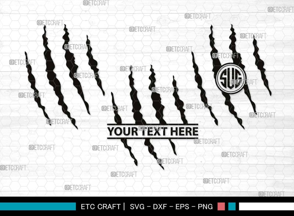 Claw Mark Monogram, Claw Mark Silhouette, Claw Mark SVG, Scratch Mark ...