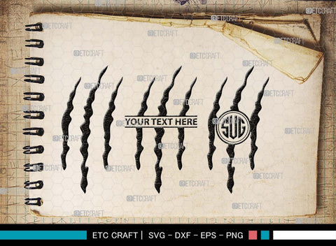 Claw Mark Monogram, Claw Mark Silhouette, Claw Mark SVG, Scratch Mark Svg, Scratches Svg, Dinosaur Claw Svg, Ripped Svg, Animal Claw Marks Svg, SB00547 SVG ETC Craft 