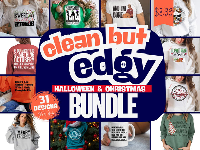 Clean But Edgy Halloween and Christmas Bundle [Uncensored Add On Available] Bundle So Fontsy Design Shop 