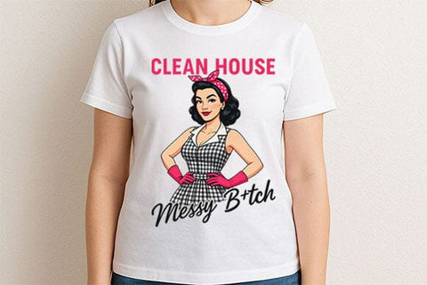 Clean House Messy B*tch PNG Funny Retro Housewife Sublimation Design SVG BillahCrafts 