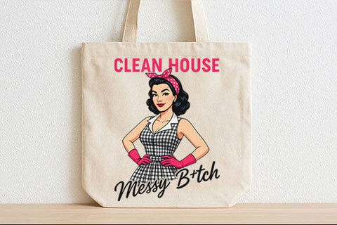 Clean House Messy B*tch PNG Funny Retro Housewife Sublimation Design SVG BillahCrafts 
